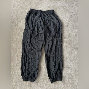 Men's Black Elastic-Waist Jogger parachute Pants